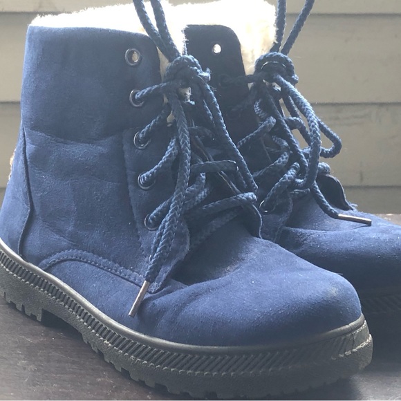SQL Winter Snow Boots for Women BLUE Suede Fur Lined Ankle Boots Size 37/6.5US - Picture 5 of 10
